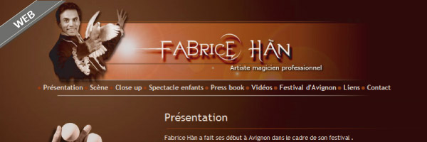 site du magicien Fabrice Han